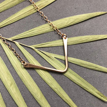 Load image into Gallery viewer, Chevron necklace in bronze by Red Door Metalworks
