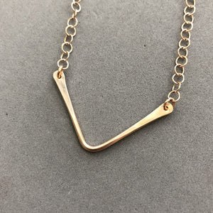 bronze wire V necklace by Red Door Metalworks