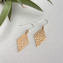 Load image into Gallery viewer, Textured bronze diamond Earrings by Red Door Metalworks 
