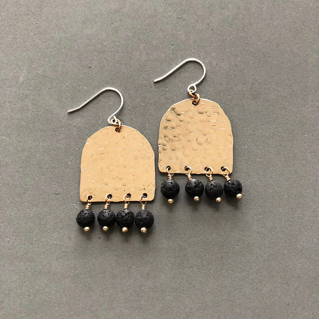 Shield and lava bead earrings - E59