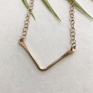 bronze wire chevron necklace by Red Door Metalworks