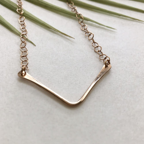 chevron bronze wire necklace by Red Door Metalworks