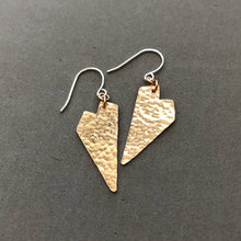 Load image into Gallery viewer, Hammered geometric heart earrings by Red Door Metalworks

