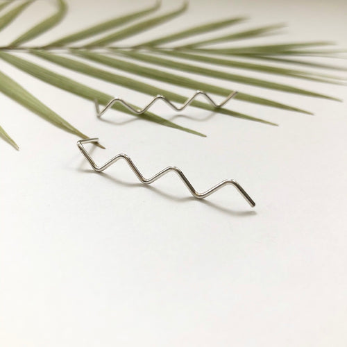 zigzag sterling silver earrings by Red Door Metalworks