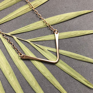 Chevron necklace in bronze by Red Door Metalworks