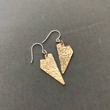 Load image into Gallery viewer, Small geometric hammered heart earrings by Red Door Metalworks 
