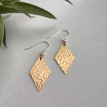 Load image into Gallery viewer, Hammered bronze diamond earrings by Red Door Metalworks 
